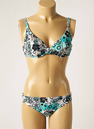 Maillot de bain 2 pièces stretch haut soutien-gorge moulé bleu SUNMARIN femme