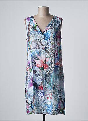 Robe mi-longue coupe fluide sans manche bleu MASSANA femme