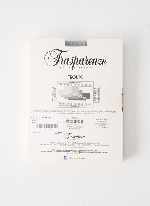 Collants gris TRASPARENZE pour femme