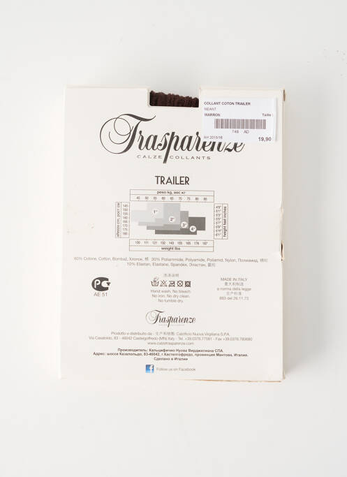 Collants marron TRASPARENZE pour femme