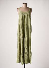 Robe longue coupe évasée fines bretelles vert CREAM femme