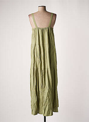 Robe longue coupe évasée fines bretelles vert CREAM femme