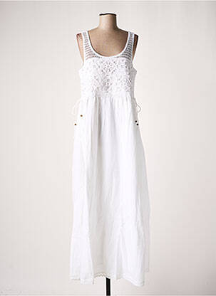 Robe longue coupe évasée sans manche blanc CREAM femme