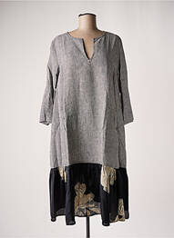 Robe mi-longue manches 3/4 manches 3/4 gris ALEMBIKA femme