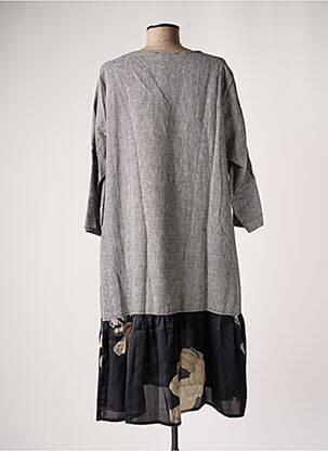 Robe mi-longue manches 3/4 manches 3/4 gris ALEMBIKA femme