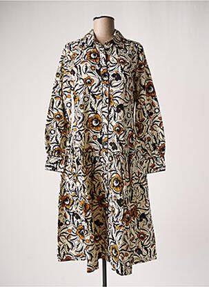 Robe mi-longue coupe évasée manches longues beige MASAI femme