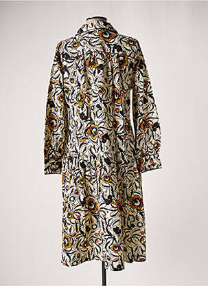 Robe mi-longue imprimé fleurs manches longues beige MASAI femme
