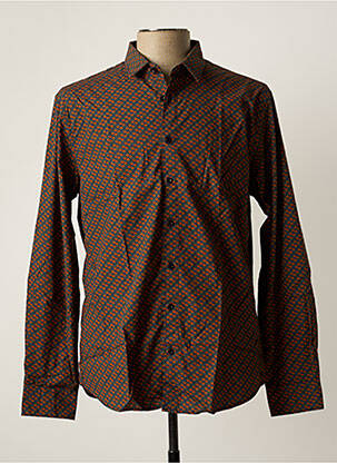 Chemise manches longues imprimé fantaisie marron NO EXCESS homme