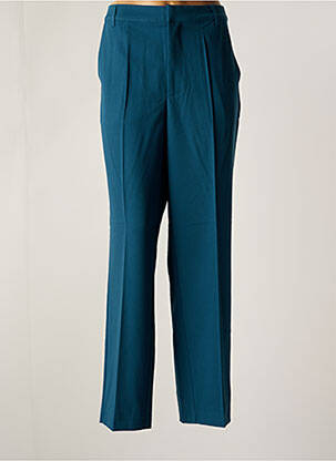 Pantalon droit fermeture zippée sous rabat avec crochet taille haute bleu KAFFE femme