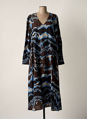 Robe longue manches longues manches longues marron KAFFE femme