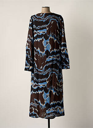 Robe longue imprimé fantaisie manches longues marron KAFFE femme