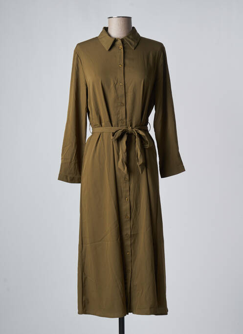Robe mi-longue coupe fluide manches longues vert JDY femme