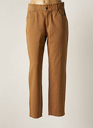 Pantalon droit fermeture zippée sous rabat boutonné taille normale marron JDY femme