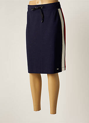 Jupe mi-longue coupe droite bleu MALOKA femme