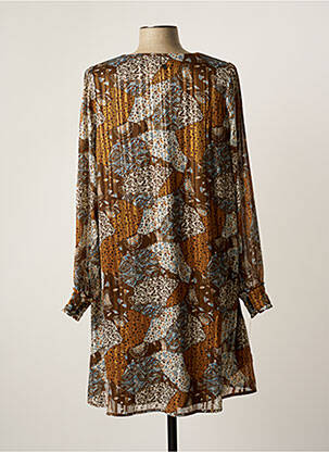 Robe mi-longue imprimé fantaisie manches longues marron LOLA ESPELETA femme