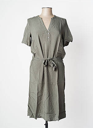 Robe mi-longue coupe fluide manches courtes vert ESPRIT DE LA MER femme