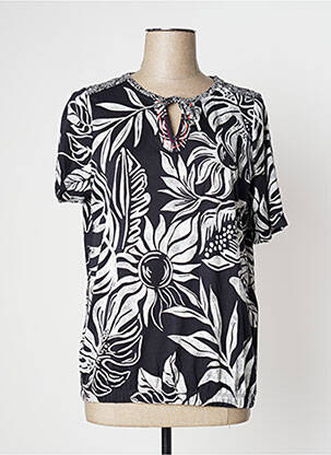 Top tissage jersey manches courtes noir CECIL femme
