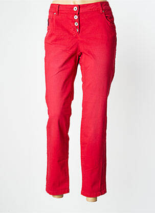Pantalon droit stretch taille normale rouge CECIL femme