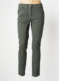 Pantalon slim tissage popeline taille haute vert CECIL femme