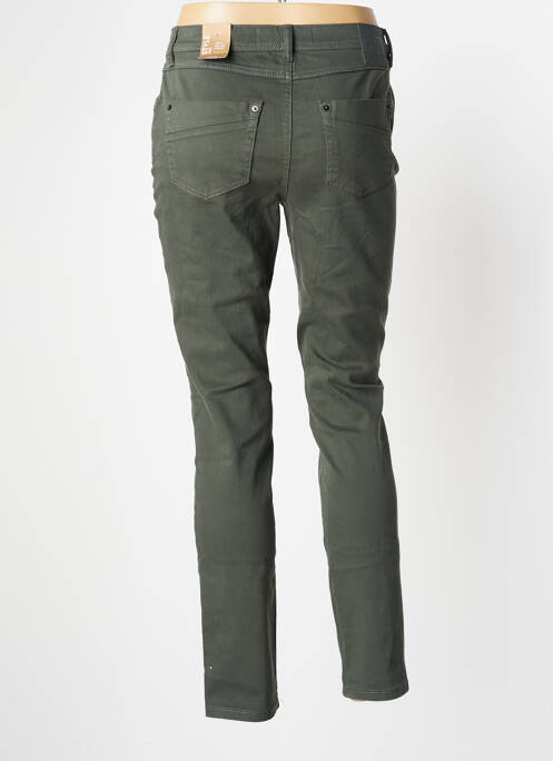Pantalon slim tissage popeline taille haute vert CECIL femme