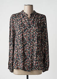 Chemisier imprimé fleurs manches longues noir ANDAM femme