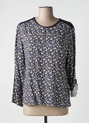 Blouse tissage popeline manches longues bleu GEVANA femme