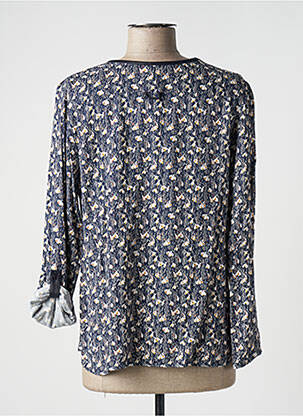 Blouse tissage popeline manches longues bleu GEVANA femme