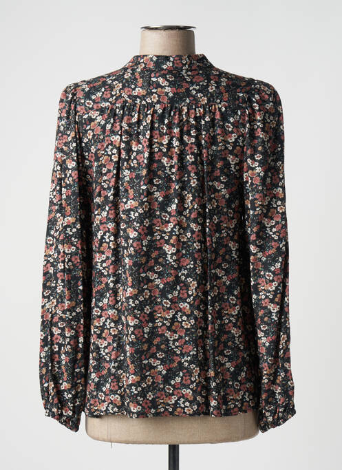 Chemisier imprimé fleurs manches longues noir ANDAM femme