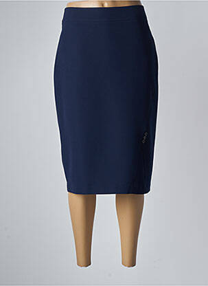 Jupe mi-longue taille haute bleu GUY DUBOUIS femme