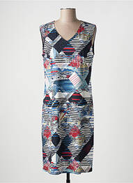 Robe mi-longue imprimé fantaisie sans manche bleu GEVANA femme