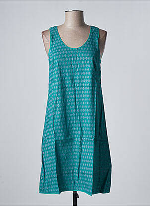 Robe mi-longue imprimé fantaisie sans manche vert BAMBOO'S femme