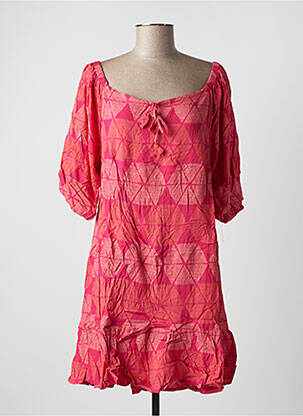 Robe mi-longue imprimé fantaisie manches courtes rose SINOE BY BAMBOO'S femme