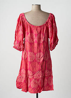 Robe mi-longue imprimé fantaisie manches courtes rose SINOE BY BAMBOO'S femme