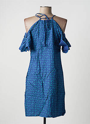 Robe mi-longue imprimé fantaisie fines bretelles bleu SINOE BY BAMBOO'S femme