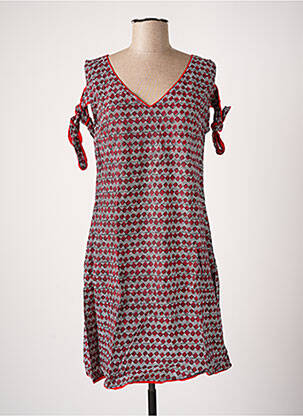 Robe mi-longue imprimé fantaisie manches courtes rouge BAMBOO'S femme