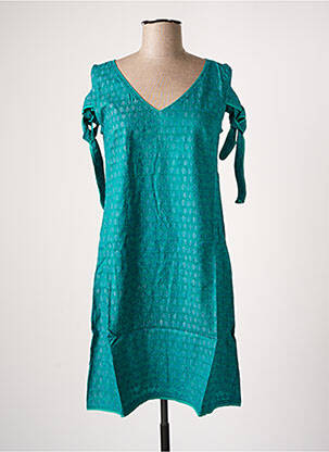 Robe mi-longue imprimé fantaisie manches courtes vert BAMBOO'S femme