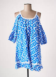 Robe courte coupe évasée manches longues bleu BAMBOO'S femme
