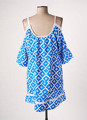 Robe courte coupe évasée manches longues bleu BAMBOO'S femme