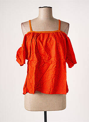 Blouse tissage popeline manches courtes orange BAMBOO'S femme