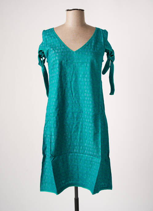 Robe mi-longue imprimé fantaisie manches courtes vert BAMBOO'S femme