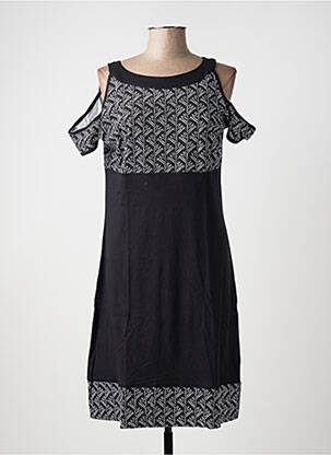 Robe mi-longue manches courtes manches courtes noir BAMBOO'S femme