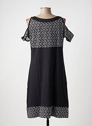 Robe mi-longue manches courtes manches courtes noir BAMBOO'S femme