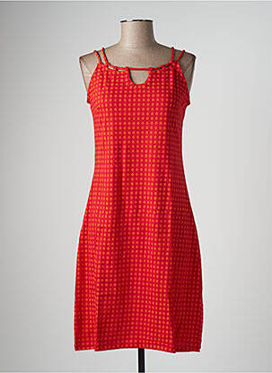 Robe mi-longue imprimé fantaisie fines bretelles rouge BAMBOO'S femme