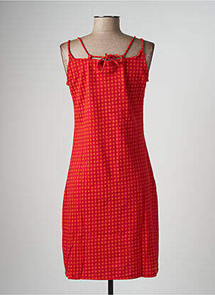 Robe mi-longue imprimé fantaisie fines bretelles rouge BAMBOO'S femme