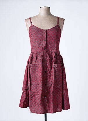 Robe courte col rond fines bretelles rouge BAMBOO'S femme