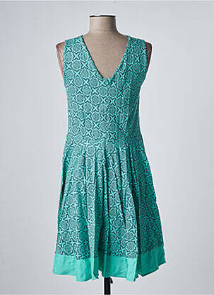 Robe mi-longue imprimé fantaisie fines bretelles bleu BAMBOO'S femme