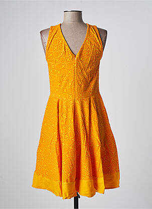 Robe mi-longue imprimé fantaisie fines bretelles orange BAMBOO'S femme