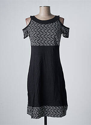Robe mi-longue manches courtes manches courtes noir BAMBOO'S femme