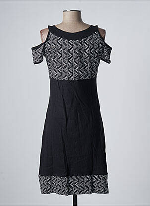 Robe mi-longue manches courtes manches courtes noir BAMBOO'S femme