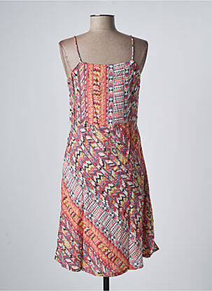Robe mi-longue imprimé fantaisie fines bretelles orange SINOE BY BAMBOO'S femme